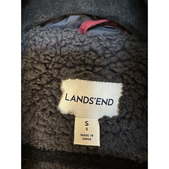 LANDS' END UNISEX READ PLAID VEST W/HOODY SHERPA LINED Size Small PERFECT! - Picture 6 of 16